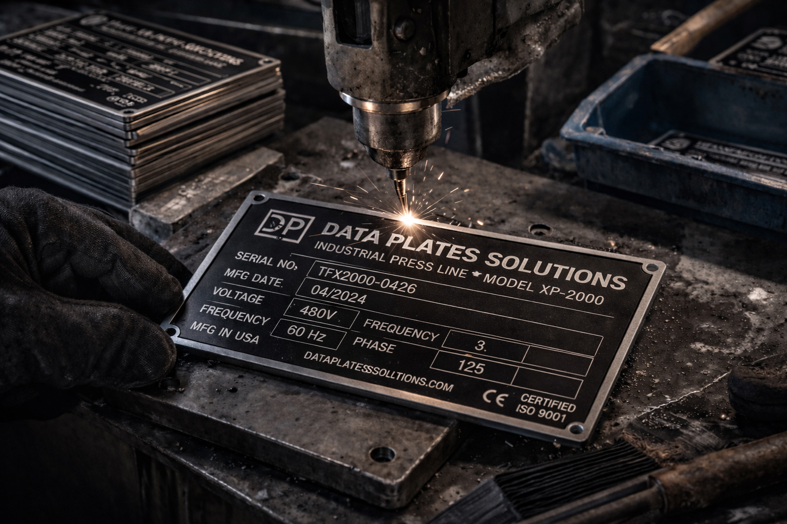 Industrial engraved metal data plate UK 2