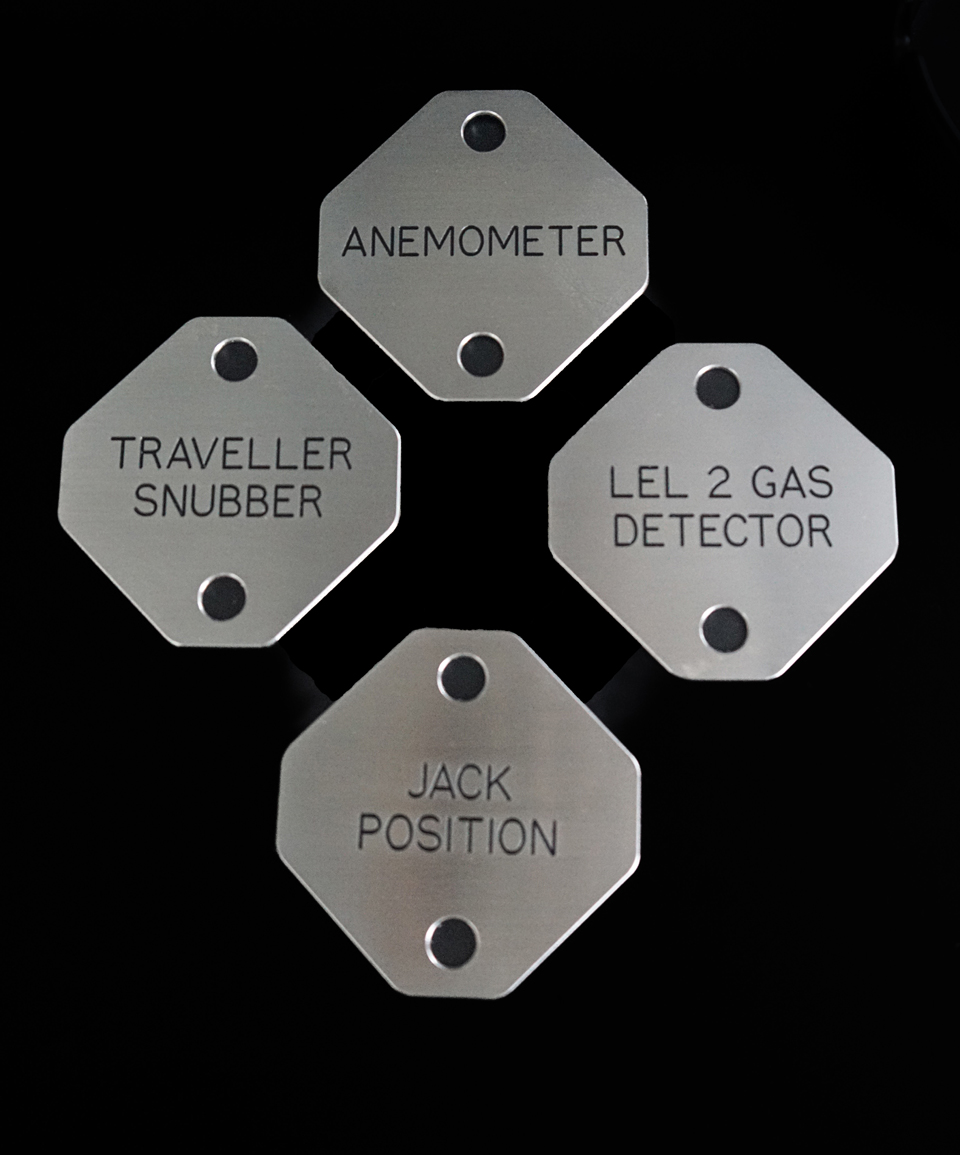 Industrial engraved metal data plate UK 8