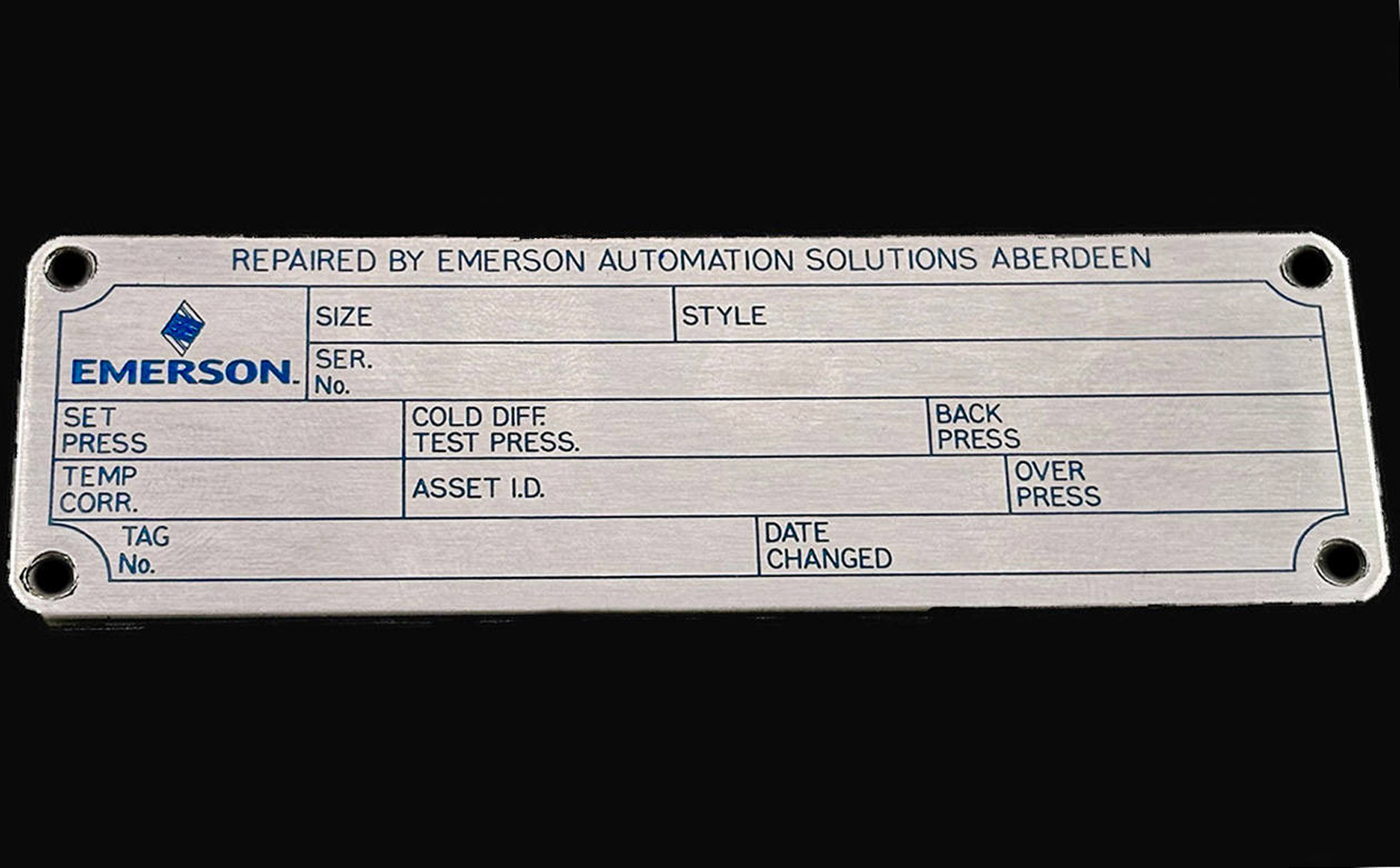 Industrial engraved metal data plate UK 17