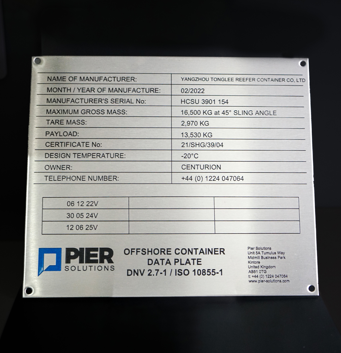 CE / UKCA / DNV Compliance Plates